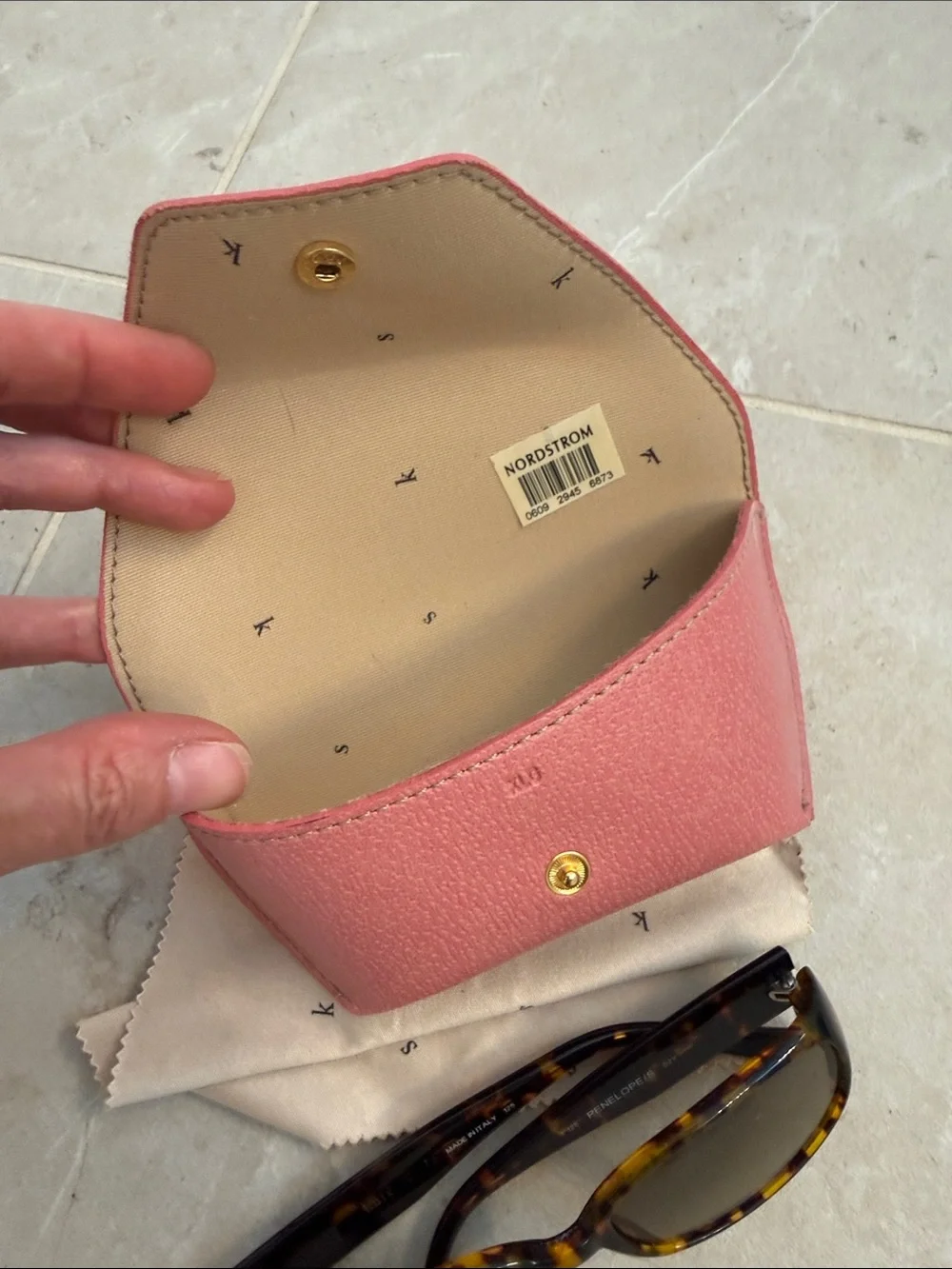 kate spade Pink Sunglasses Case with Tortoiseshell Sunglasses